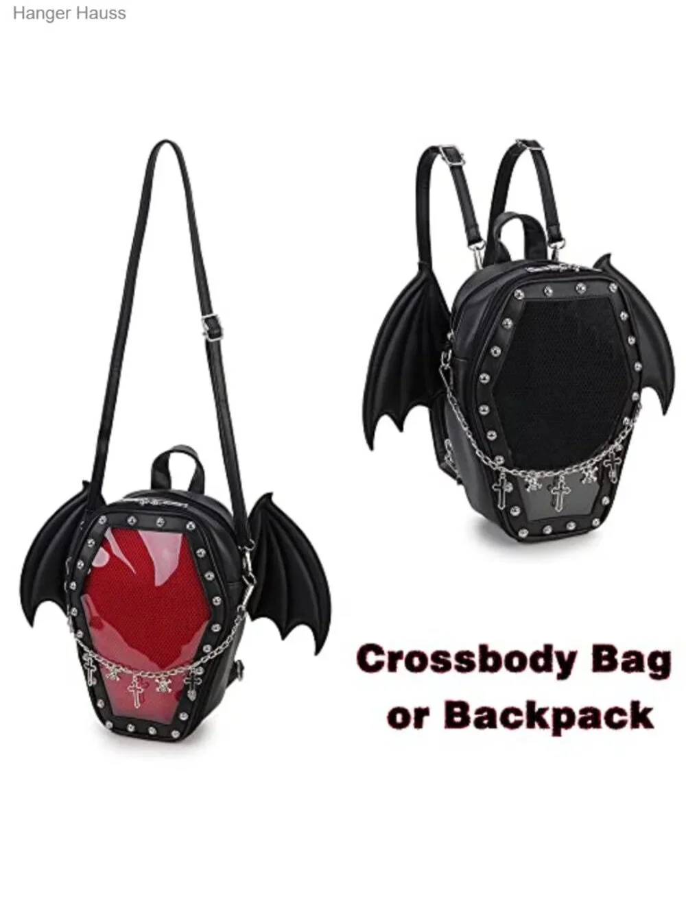 Gothic Coffin Ita Bag Backpack Laser Pin Display Vegan Leather Anime Purse